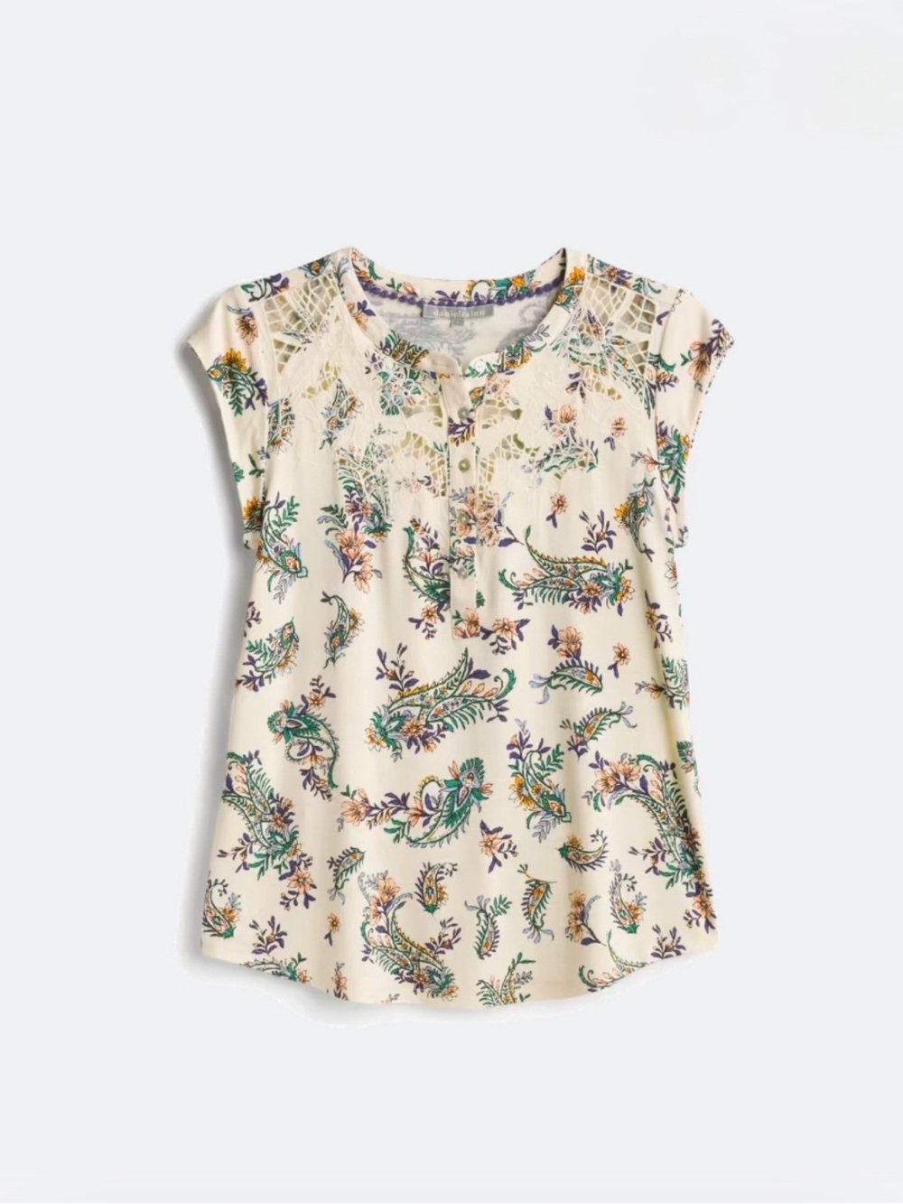 Daniel Rainn Cream Floral Paisley Henley Top